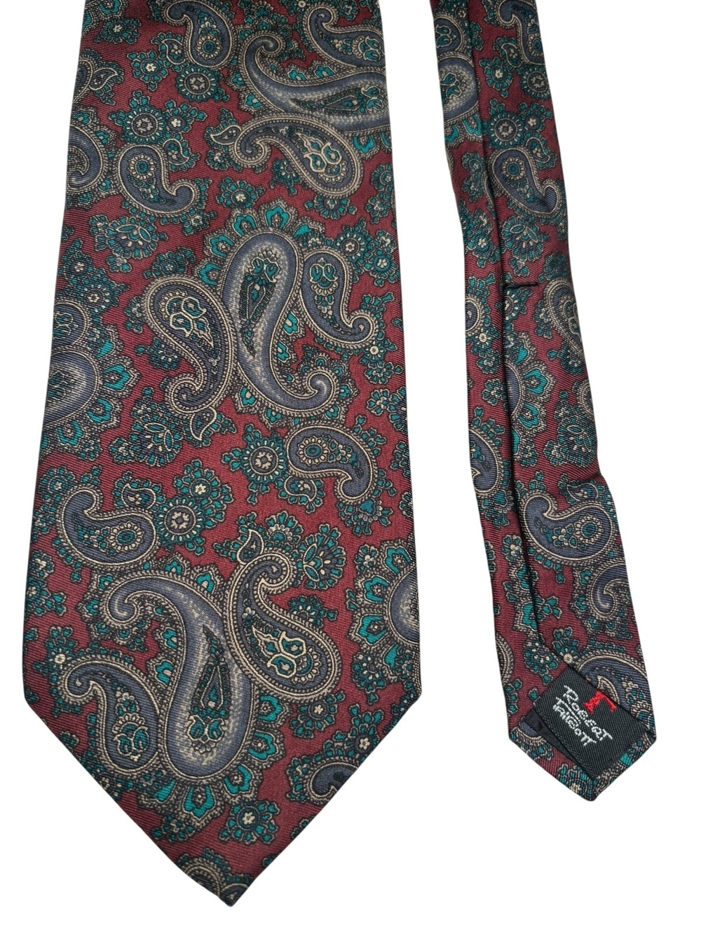 Robert Talbott Silk Red Paisley Pebble Beach Hand Made in Italy Designer Tie